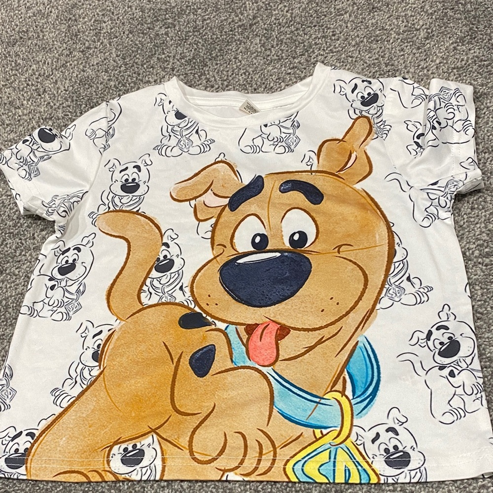 SHEIN White and Tan Cartoon Dog Tee